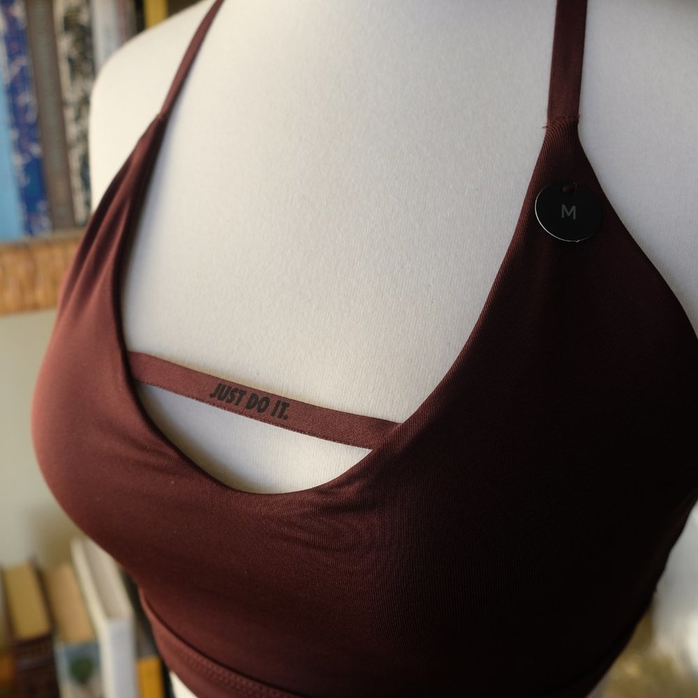 Maroon strappy Nike training sports bra
